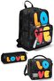 3-piece school bag set: 4-compartment school bag + insulated lunch bag + 3-compartment pencil case