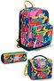 3-piece school bag set: 4-compartment school bag + insulated lunch bag + 3-compartment pencil case