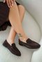 Clark Women's Genuine Suede Leather Loafer Shoes Brown - 4