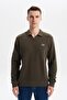 Ar-Ma Men's Polo Collar Sweatshirt Basic Without Print Without Pockets Without Buttons Regular Fit Carbon Brushed Thessaloniki K