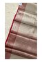 Banarasi Semi Tanchoi Silk Saree Cream & Red Contrast with Brocade Zari Work & Contrast Brocade Blouse - 2