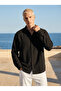 Men's 2-Piece Half Oversize Muslin Fabric Cotton Shirt Black White 5036Dngr - 2