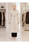 Women's Ecru Color Classic Epaulet Belted Unlined Summer Trench Coat - 2
