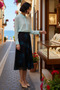 Women's Midi Skirt A-Line Shawl Pattern Tulle Knitted Lined Regular Waist Karyoka Stitched Comfortable Casual Modern - 2