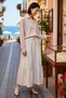 Women's Maxi Long Skirt Linen Blend Fabric Belted Waist Layered Flounce Cut Casual Comfortable Daily Wear - 2