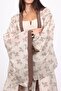 Beige Stone Belted Embroidered Pattern Printed Kimono 5097 - 5