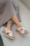 Hella women's wedge heel genuine leather sandals - ecru - 2