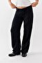 Bethe Black Linen Low Waist Pants with Adjustable Waistband - 4