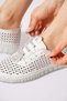 Resu Pleated Elastic Perforated Sole Stitched Genuine Leather Orthopedic Women's Shoes White Skin - 4