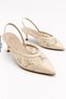 Women's Cream Lace Detailed Evening Dress Shoes 5 cm Heel Comfortable Full Fit. - 2
