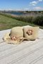 Girl's Summer Gift Hat and Bag Set Beige Color |   Floral Detailed Beach Combination
