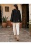 Black Color Boho Art Special Design Hand Knitted Motif Pocket Detailed Jacket - 3