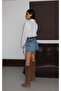 Women's Ripped Style Denim Jeans Shorts - 2