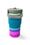 600 ml Pink Green Yellow Striped Girl's Water Bottle with Straw and Handle 38910 - 3