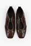 Women's Nuvia Brown Leather Drawstring Ballerinas - 4