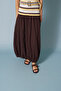 Striped Tricot Garnished Dress Yellow-Brown - 4