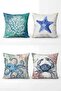 Sea Animals Patterned 4-Piece Throw Pillow Cover Set - 3