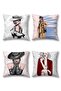 Asil Lady Patterned 4-Piece Throw Pillow Cover Set - 3