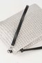 Women's Bellis Knitted Straw Silver Lined Faux Leather Wrist Strap Portfolio Hand and Clutch Bag