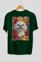 For Dog Lovers 10 Green Oversize T-Shirt with Dog Print on the Back 100% Cotton Unisex Dog Lover Premium Design