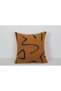 Modern Mustard Black Abstract Patterned Curly Throw Pillow Cover