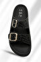Double Buckle Women's Slippers - Comfortable and Flexible Sole with Adjustable Straps Women's Slippers Black - 8