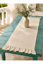 Ruffled Cream Linen Bohemian Vintage Runner - 4
