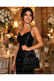 Night Sparkle Evening Dress Bag with Metal Handle and Chain Strap, Evening Event Bag - 2