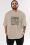 Gym Bodybuilding Oversize Front Printed Beige T-Shirt 100% Cotton Streetwear Premium Comfortable Fit - 2