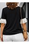 Women's Short Sleeve Crew Neck Bow Sleeves Ruffle Janjan Crepe Blouse - 2