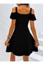 Women's off-the-shoulder v-neck short modal dress - 3