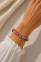 Colorful Natural Stone Look Beaded Bracelet – Bohemian Women's Bracelet with Gold Color Detail – Handmade Style Jewelry