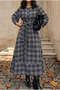 Gray Plaid Belted Long Dress - 1235 - 2