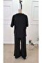 Women's Short Sleeve Crew Neck Viscose Two Thread Blouse and Pants Double Set - 7