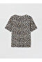 Brown Leopard Patterned Women's T-Shirt - 6