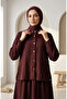 Shirt with Collar Buttons and Snap Fasteners, Hijab Double Set 2281-02 Plum - 3
