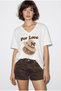 Women's White V-Neck for Love Embroidery and Beading Embellished Oversize T-Shirt 2240 60286329 - 4