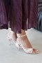 Madiwa Women's Heeled Satin Sandals Beige - 2