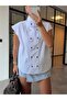 Stand-Up Collar Vest with Snap Detail, White - 2