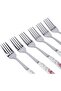 6-Piece Dinner Fork Set White/Pink - 4