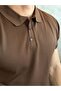 Men's Button Closure Thin Knitwear Tshirt Bitter Brown Eca083 - 5