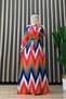 Ada Dress Viscose Fabric Women's Fuchsia Zigzag Patterned Hijab Dress with Mobile Belt