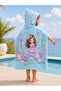 Girls' Mermaid and Seahorse Patterned Hooded Beach Poncho Children's Towel Poncho - 3