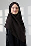 حجاب شيفون ثلاثي الطبقات بيضاوي الشكل، شال حجاب عملي - بني (ZN1704) - 7