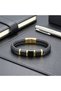 Yellow-Black 316L Steel and Hair Braid Men's Leather Bracelet - 21 cm - 2