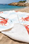 Crab Themed Plaid Marine Beach Towel - Blue White Nautical Pool Sea Bath Beach Coverlet - 3