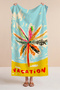 Tropical Palm Vacation Themed Premium Beach Towel - Turquoise Yellow Resort Quick-Dry Towel Coverlet