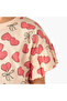 Crew Neck Short Ruffle Sleeves T-shirt with Print - 5