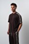 Men's Regular Fit T-Shirt with Stripe Detail, Brown - 2