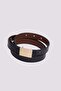 Women's minimalist gold buckle 110 cm standard black belt - 3